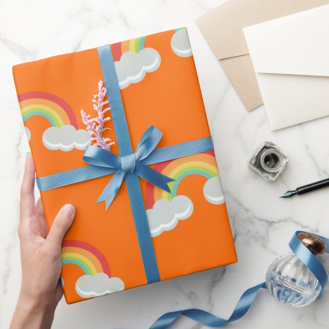 Papel De Regalo Patrón de arco iris con nubes (Regalar)