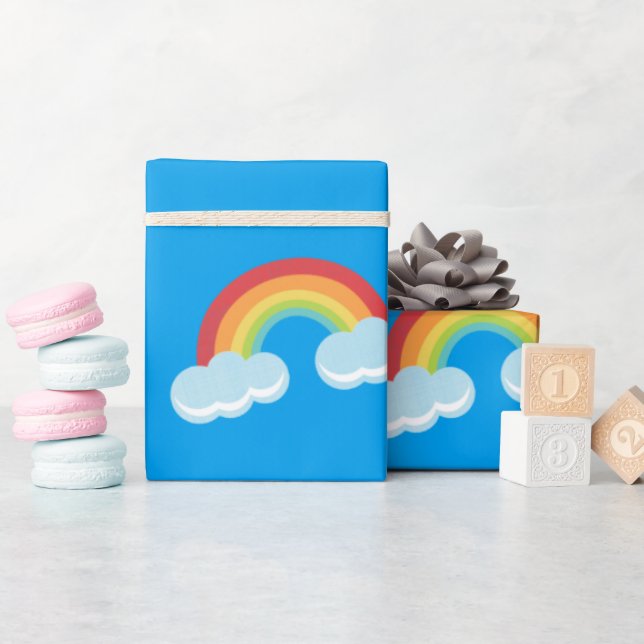 Papel De Regalo Patrón de arco iris con nubes (Baby Shower)