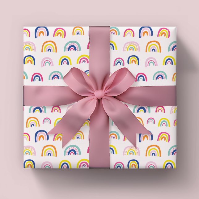Papel De Regalo Patrón de arco iris de niños pequeños (Rainbow wrapping paper roll)
