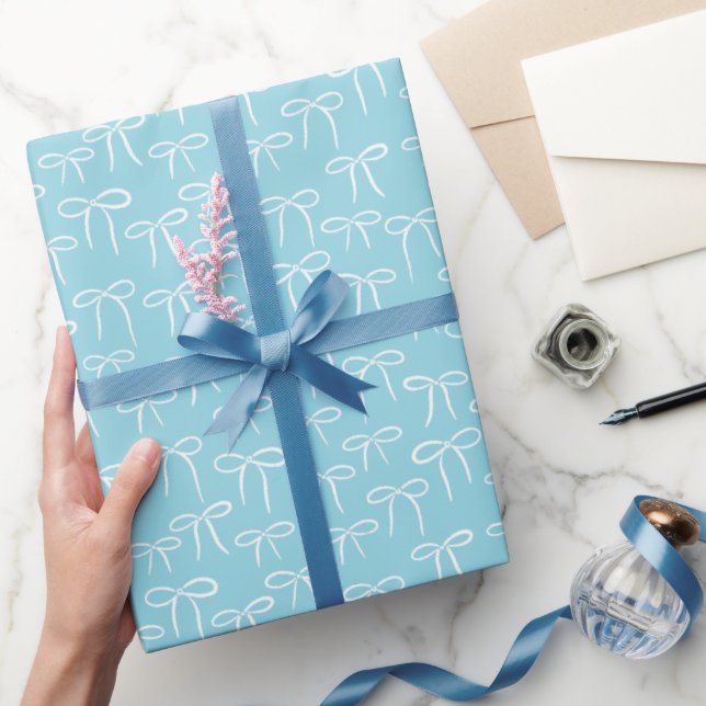 Papel De Regalo Patrón de arco sencillo blanco y azul pálido (Regalar)