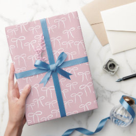 Papel De Regalo Patrón de arco sencillo blanco y rosa pálido