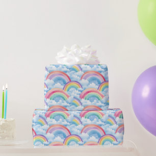 Papel De Regalo Patrón de Arcoíris y Nubes