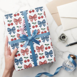 Papel De Regalo Patrón de arcos y cerezas sin soldadura patriótico