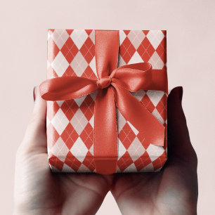 Papel De Regalo Patrón de Argyle pequeño rosado Preppy Red & Rubor