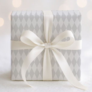 Papel De Regalo Patrón de arlequín gris y blanco pastel