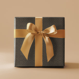 Papel De Regalo Patrón de Art Deco Geométrico   Bronce negro