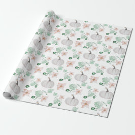Papel De Regalo Patrón de arte acuarela de calabaza blanca
