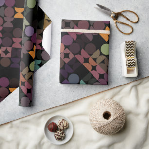 Papel De Regalo Patrón de arte de círculos naranja rust taupe mauv