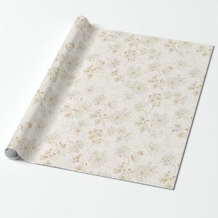 Papel De Regalo Patrón de arte de línea botánica minimalista (2)