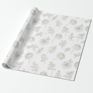 Papel De Regalo Patrón de arte de línea botánica minimalista (8)