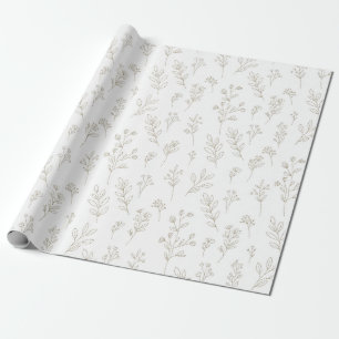Papel De Regalo Patrón de arte de línea botánica minimalista (9)