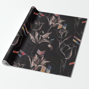 Papel De Regalo Patrón de arte de línea de tulipán geométrico mode