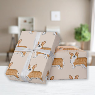Papel De Regalo Patrón de arte de perro Corgi galés de Pembroke ro
