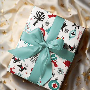 Papel De Regalo Patrón de arte de pinos de renos de Santa Claus Sl
