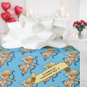 Papel De Regalo Patrón de arte de píxeles de Cupido con nombre par