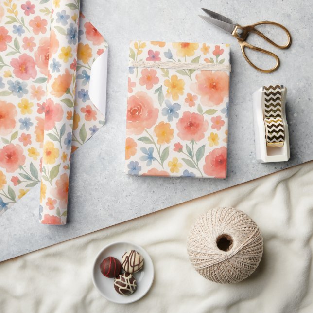 Papel De Regalo Patrón de arte floral de bonito Shabby Chic French (Artesanía)