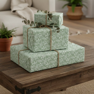 Papel De Regalo Patrón de Arte Floral de Hojas de Marfil Crema sob