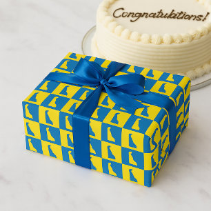 Papel De Regalo Patrón de arte pop azul amarillo dorado de Delawar