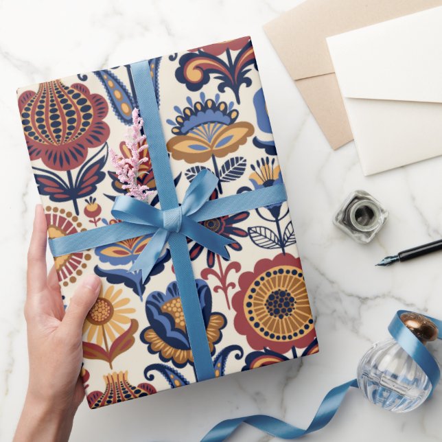 Papel De Regalo Patrón de Arte Popular  (Regalar)