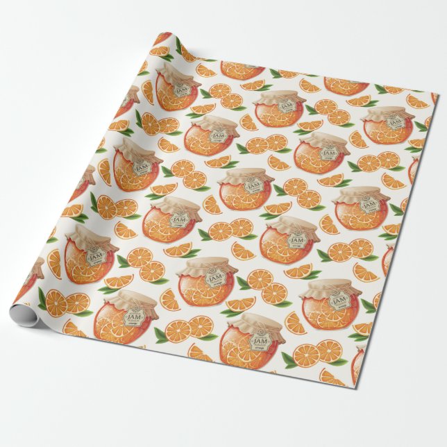 Papel De Regalo Patrón de atasco de naranja (Desenrollado)
