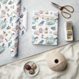 Papel De Regalo Patrón de aventura de camping en el bosque para au