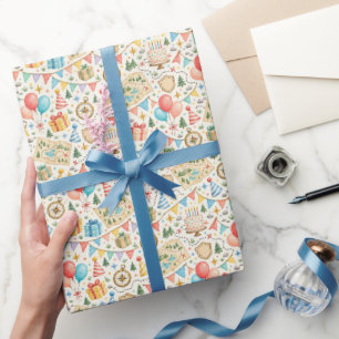 Papel De Regalo Patrón de aventura para fiesta de pequeño explorad