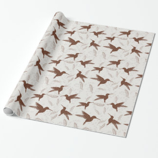 Papel De Regalo Patrón de aves doradas de Colibri