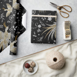 Papel De Regalo Patrón de aves y flores de gránulos