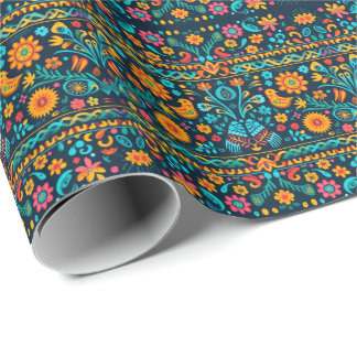 Papel De Regalo Patrón de aves y flores de México