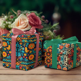 Papel De Regalo Patrón de aves y flores de México