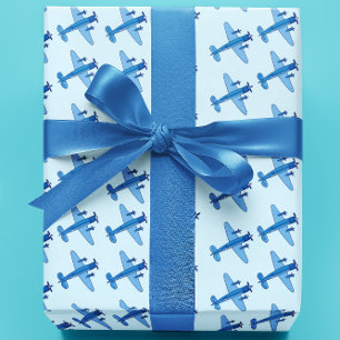 Papel De Regalo Patrón de avión azul Baby shower 