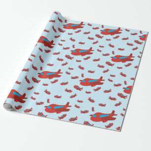 Papel De Regalo Patrón de avión rojo y azul