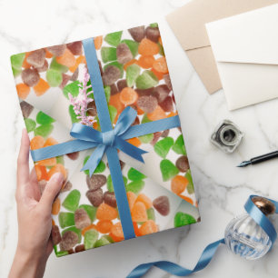 Papel De Regalo patrón de azúcar rojizo de chicle verde naranja