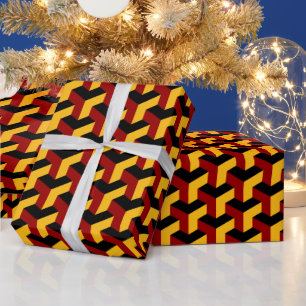Papel De Regalo patrón de azulejo de Barcelona en amarillo, rojo y