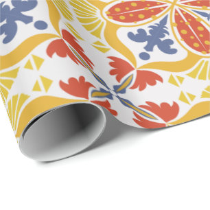 Papel De Regalo Patrón de azulejos con motivos florales intrincado