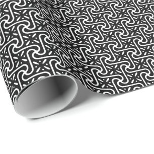 Papel De Regalo patrón de azulejos egipcio, negro y blanco