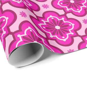 Papel De Regalo Patrón de azulejos marroquí - Fussia Rosa