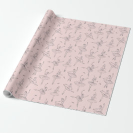 Papel De Regalo Patrón de Bailarina Rosa y Plata