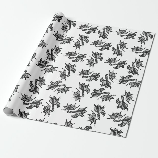 Papel De Regalo Patrón de baile de criaturas alienígenas (Desenrollado)
