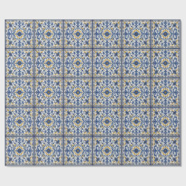 Papel De Regalo Patrón de Baldosa Azul Mediterráneo | Cerámica Ita