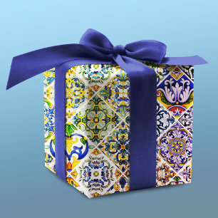 Papel De Regalo Patrón de Baldosa Verde Mediterráneo Siciliano