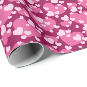 Papel De Regalo Patrón de baldosas adorable corazones rosas