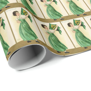 Papel De Regalo Patrón de baldosas Cool Vintage Irlanda San Patric