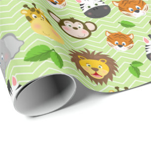 Papel De Regalo Patrón de baldosas de animales de la jungla para 