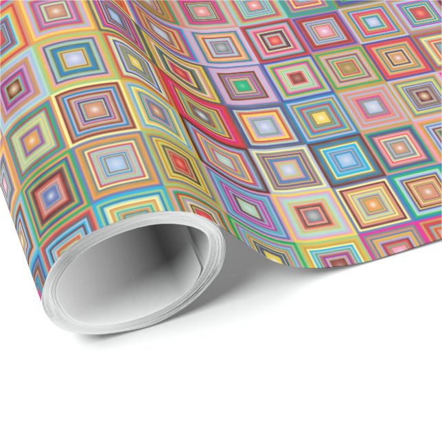Papel De Regalo Patrón de baldosas geométricas retro (Esquina del rollo)