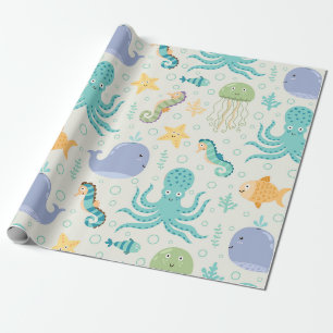 Papel De Regalo Patrón de ballena bajo el mar