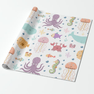 Papel De Regalo Patrón de ballena bajo el mar