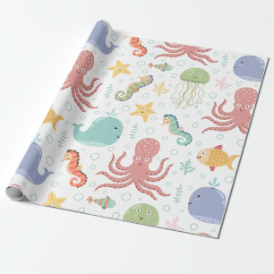 Papel De Regalo Patrón de ballena bajo el mar