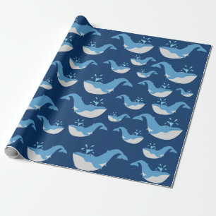Papel De Regalo Patrón de ballena de océano azul profundo
