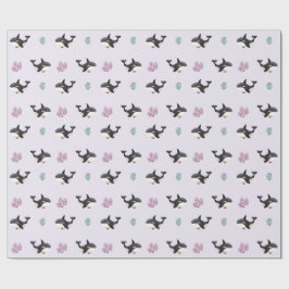 Papel De Regalo Patrón de ballena orca linda para guardería de vid